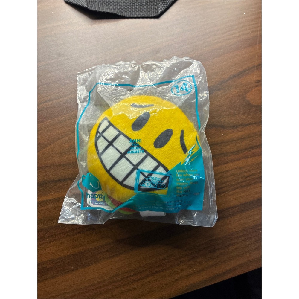 McDonalds Happy Meal Toy 2016 Emoji Plush Ahh! Yellow Grinning Smile Sealed Bag